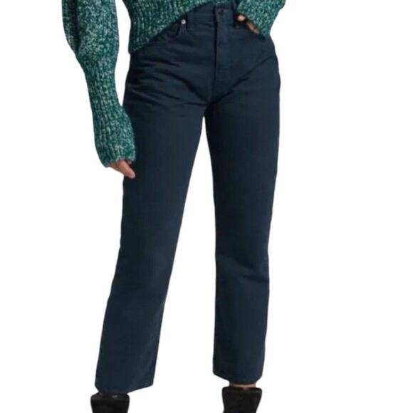 Veronica Beard NWT Ryleigh Slim Straight Jeans Petrol Size 24/00 High Rise Denim - Picture 1 of 11